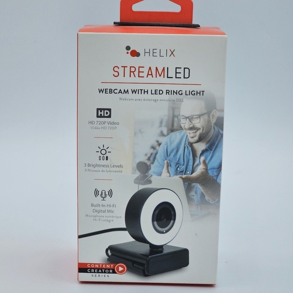 Helix Stream LED 720p Black Webcam with LED Ring Light - Picture 3 of 5
